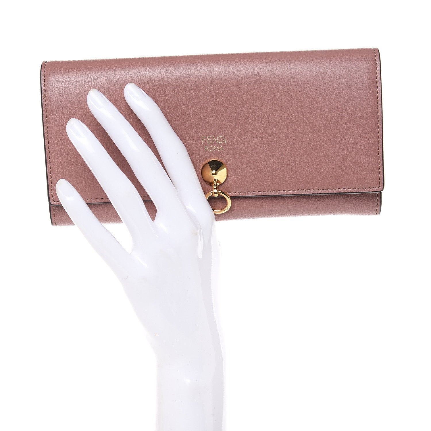 Fendi Vitello Liberty Vitello Century Bi-Color By The Way Continental Wallet English Rose Tortora 2 of 8