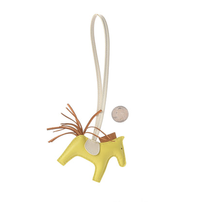 Hermes Milo Lambskin Grigri Rodeo Horse Bag Charm PM Lime Sesame Craie 2 of 3