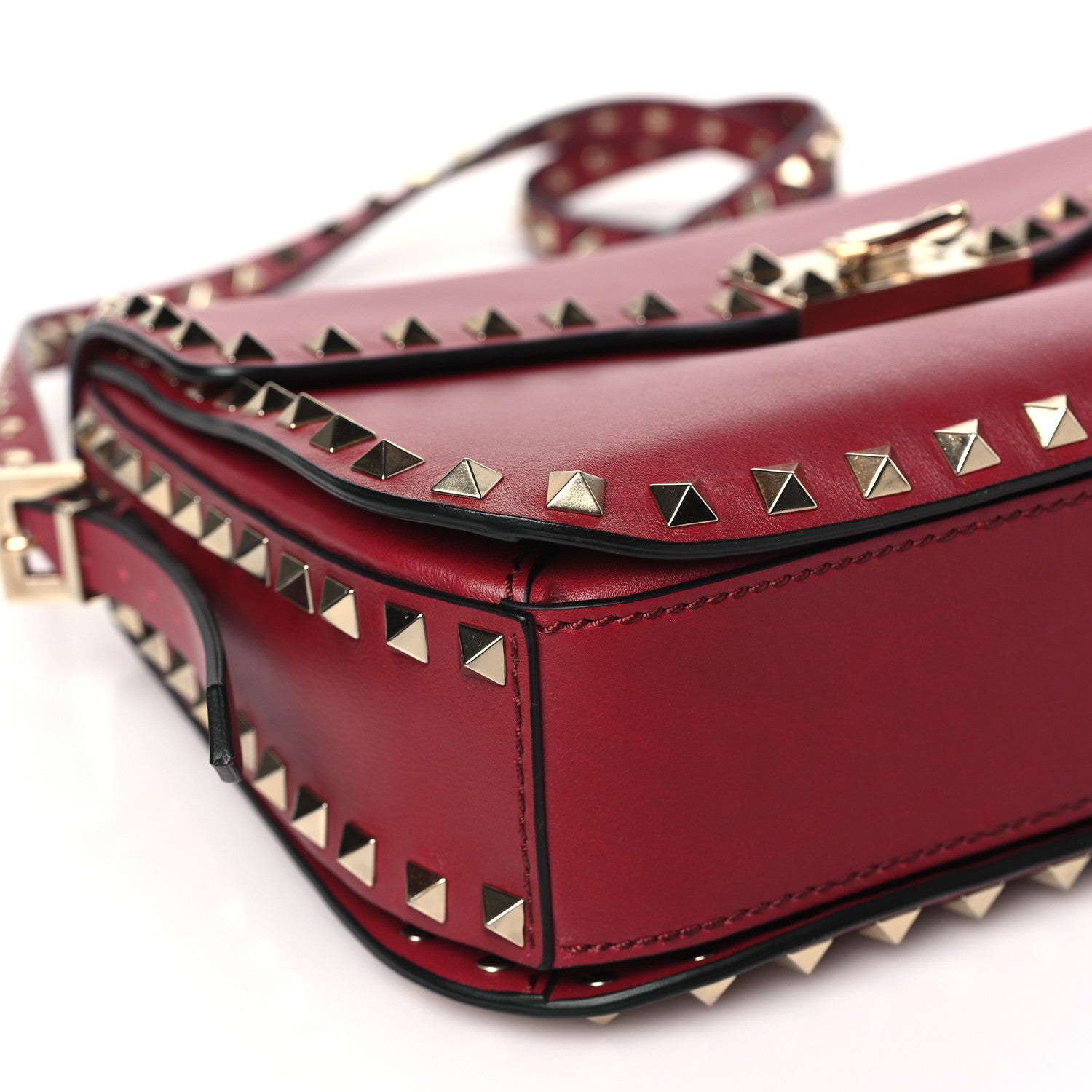 Valentino Garavani Vitello Medium Rockstud Flap Saddle Bag Scarlet 8 of 10