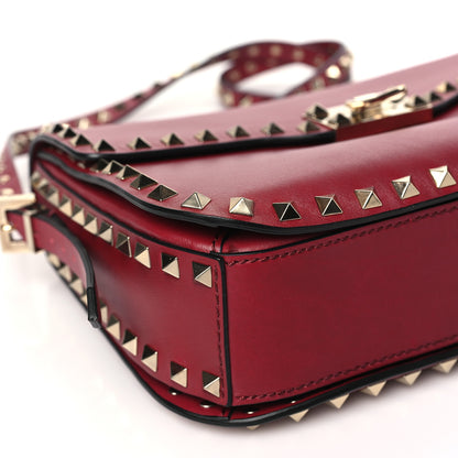 Valentino Garavani Vitello Medium Rockstud Flap Saddle Bag Scarlet 8 of 10