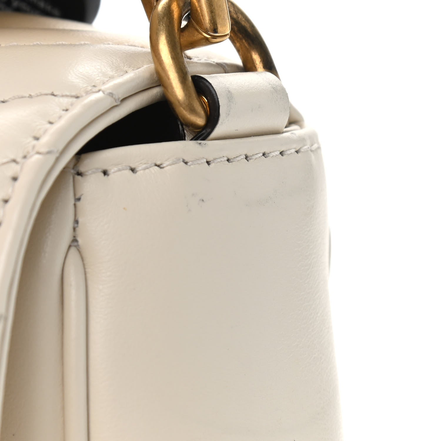 Gucci Calfskin Matelasse Small GG Marmont Top Handle Shoulder Bag White 11 of 11