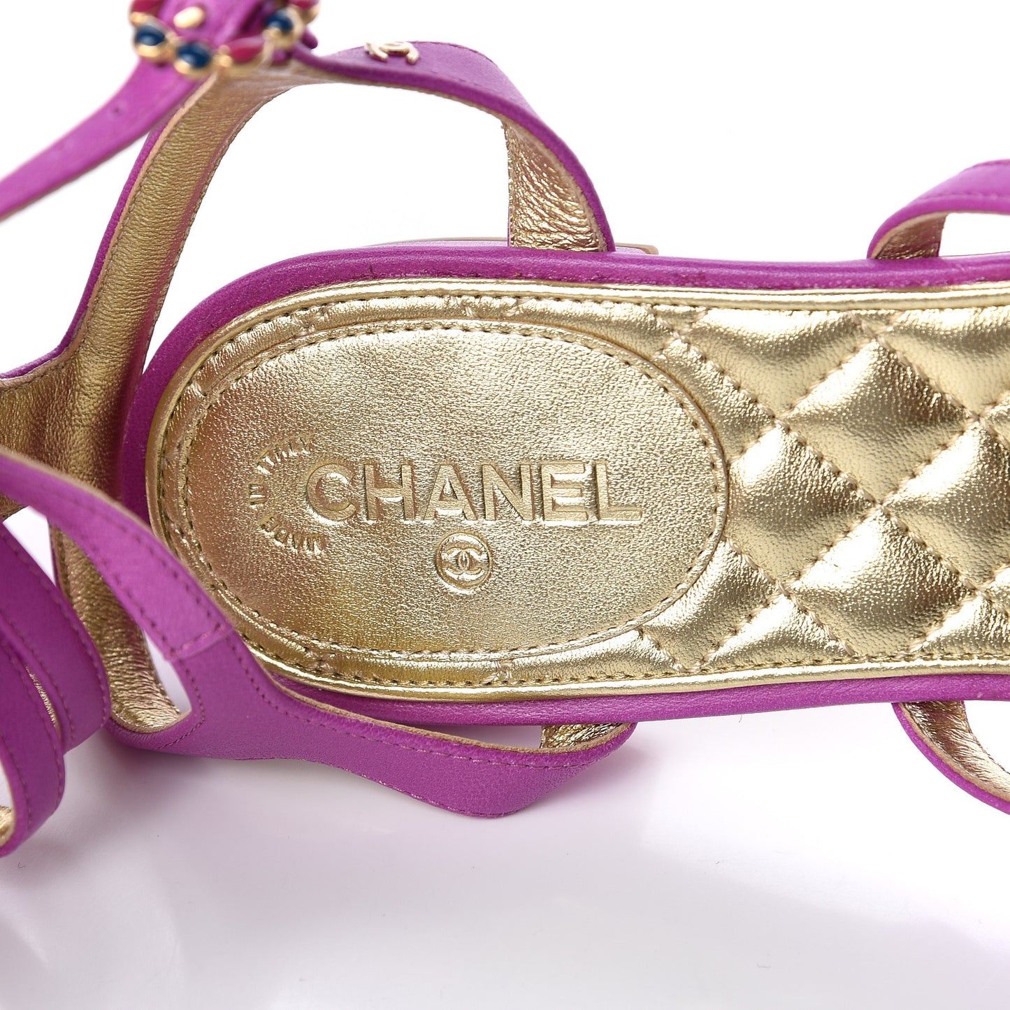 Lambskin Gripoix Flat Sandals 37.5 Purple