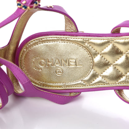 Chanel Lambskin Gripoix Flat Sandals 37.5 Purple 8 of 8