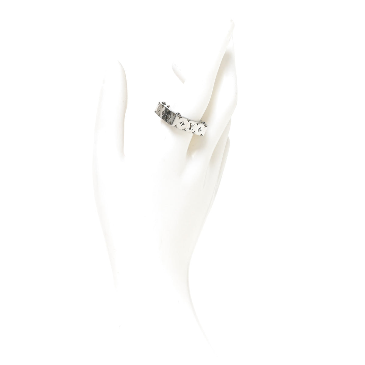 Louis Vuitton Stainless Steel Monogram Bold Ring L Silver 2 of 5