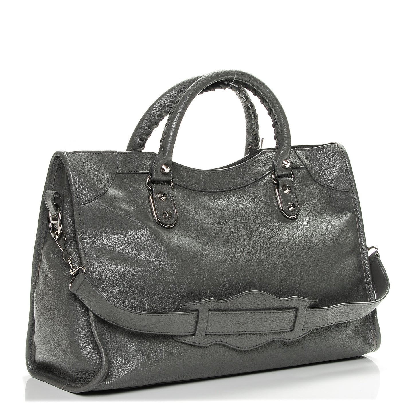 Chevre Silver Metallic Edge Hardware City Gris Acier