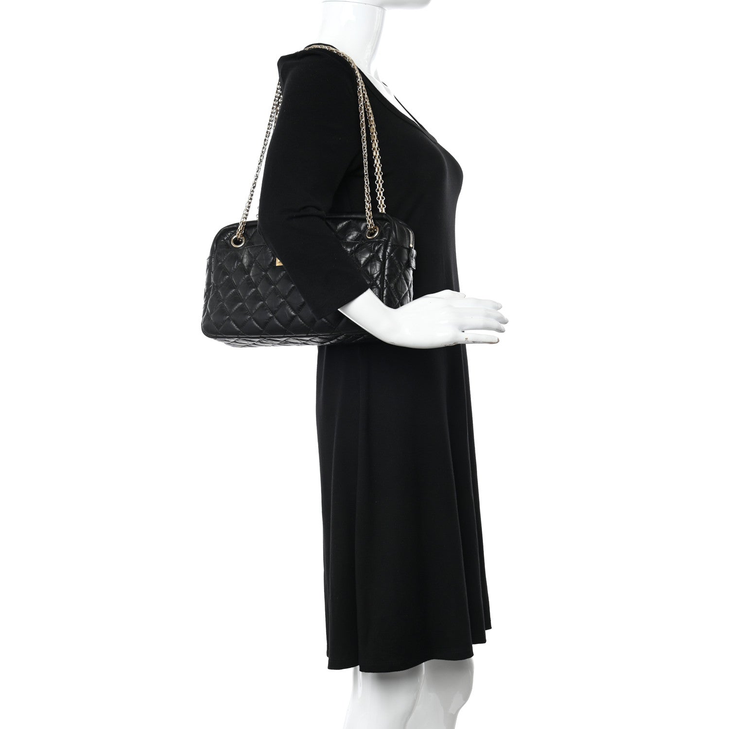 Chanel Aged Calfskin Quilted Medium Reissue Camera Case Black 2 of 9