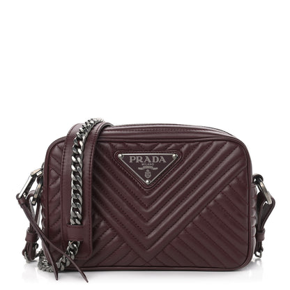 Prada Soft Calfskin Impunture Diagramme Camera Bag Granato 1 of 9