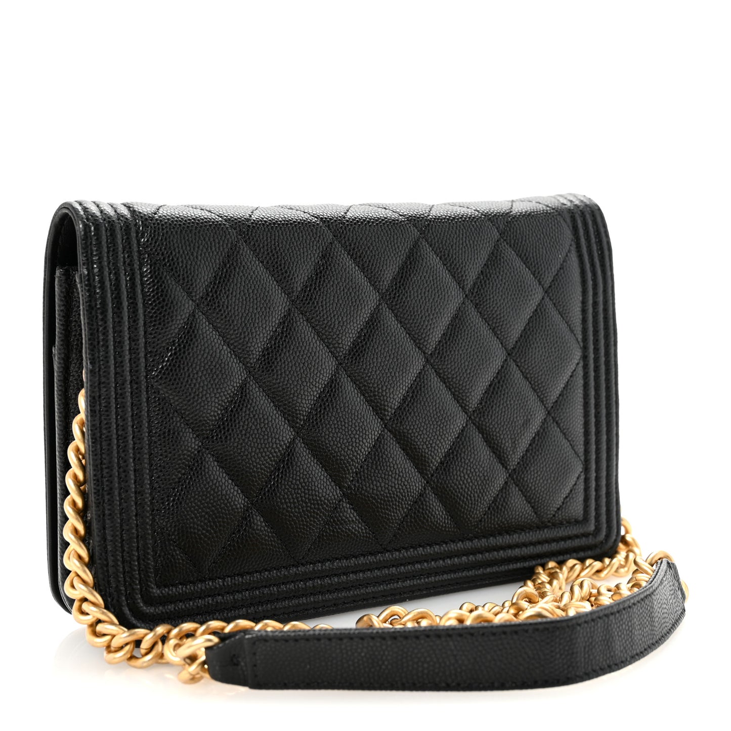 Caviar Quilted Boy Wallet On Chain WOC Black