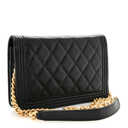 Chanel Caviar Quilted Boy Wallet On Chain WOC Black 3 of 12