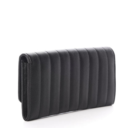 Saint Laurent Grain De Poudre Matelasse Monogram Large Vicky Continental Wallet Black 3 of 8