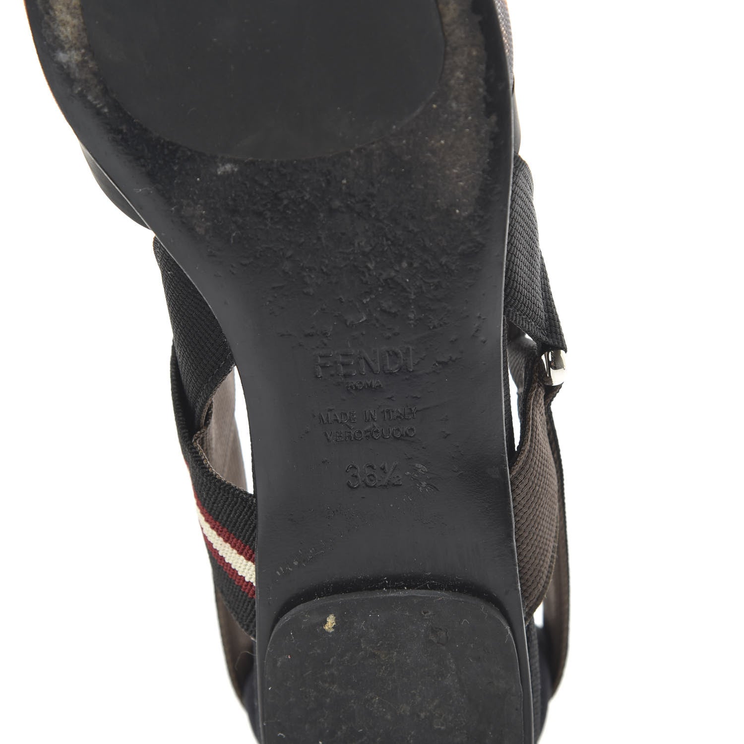 Fendi Technical Mesh FF Colibri Slingback Ballerina Flats 36.5 Tobacco Moro Black Militare 6 of 7
