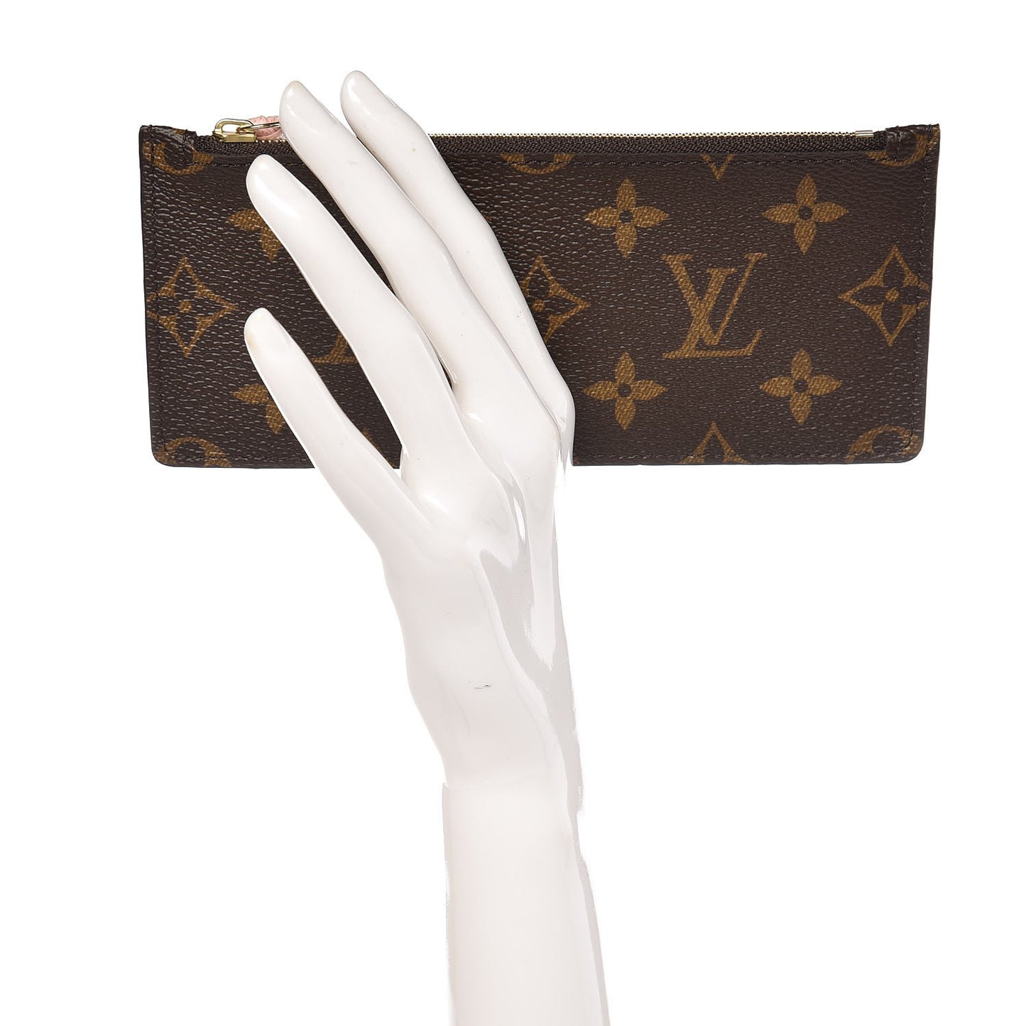 Monogram Felicie Chain Wallet Zippered Insert Rose Ballerine