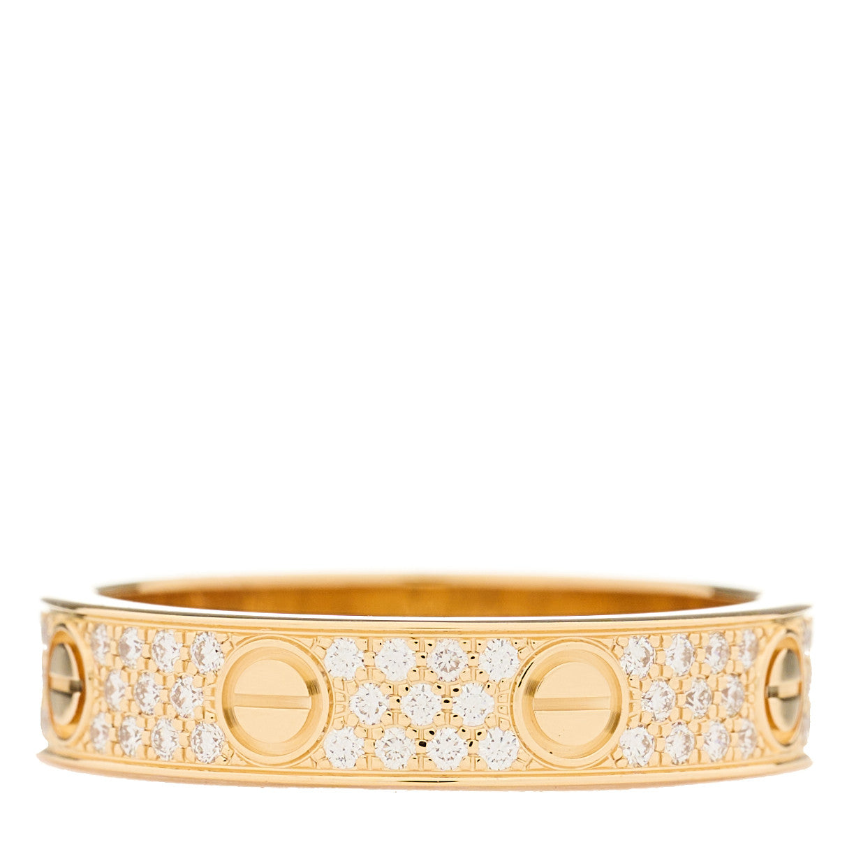 18K Yellow Gold Diamond 4mm LOVE Wedding Paved Band Ring 50 5.25