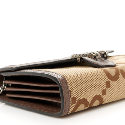 Gucci Monogram Jumbo GG Textured Dollar Calfskin Mini Dionysus Chain Wallet Camel Ebony New Acero 9 of 10