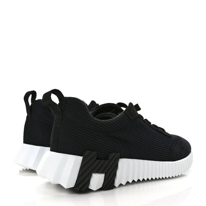 Hermes Technical Mesh Suede Goatskin Bouncing Sneakers 37 Black 4 of 9