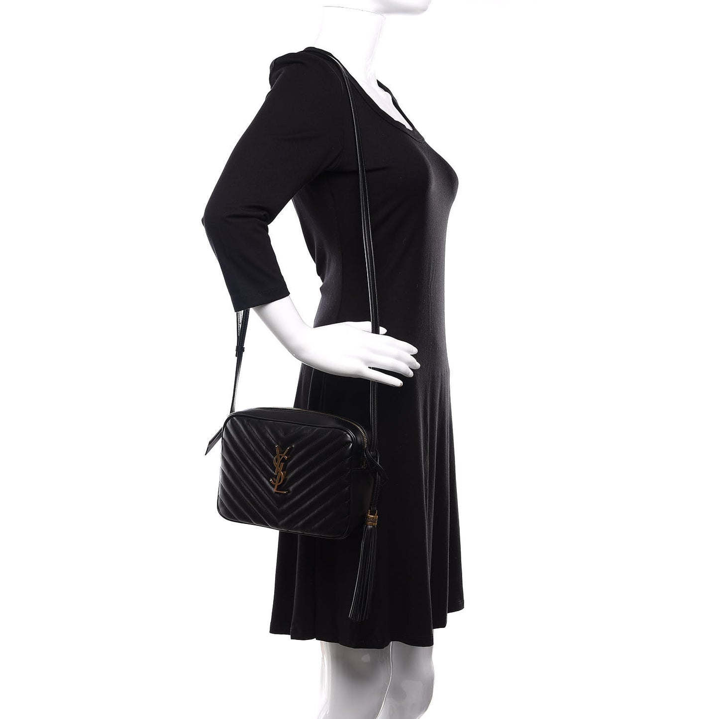 Calfskin Matelasse Monogram Lou Camera Bag Black