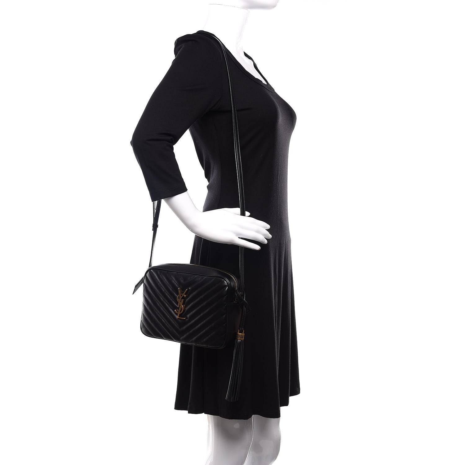 Saint Laurent Calfskin Matelasse Monogram Lou Camera Bag Black 2 of 10