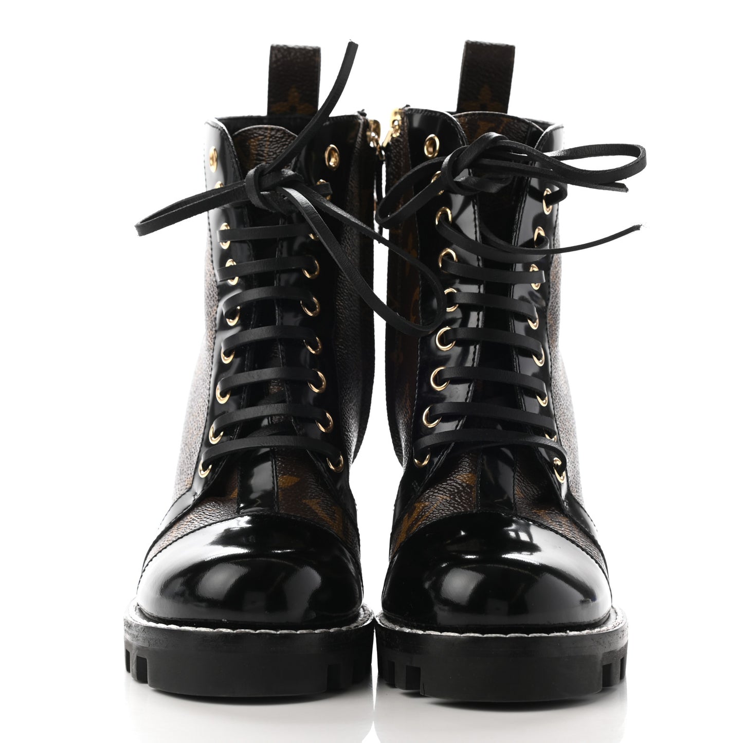 Patent Calfskin Monogram Star Trail Ankle Boots 35 Black