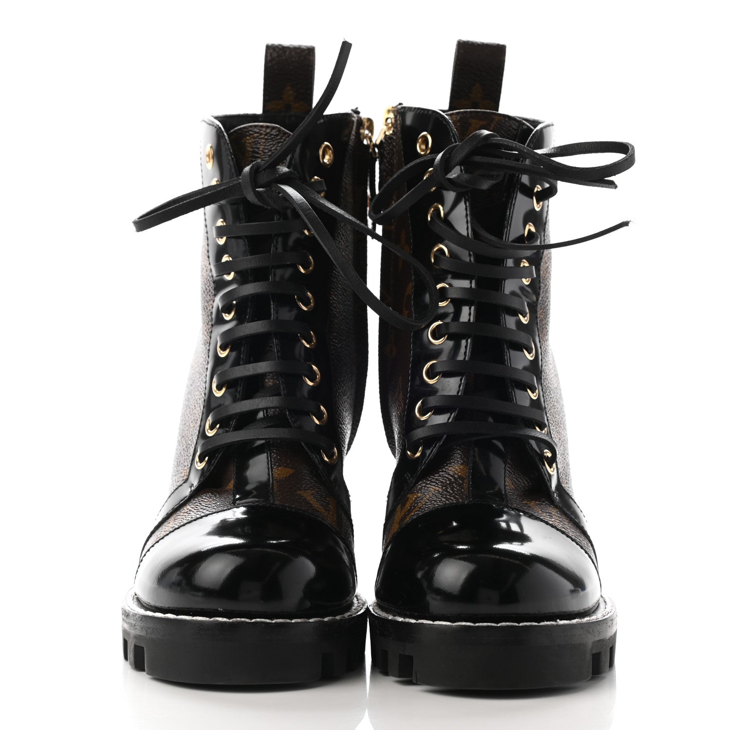 Louis Vuitton Patent Calfskin Monogram Star Trail Ankle Boots 35 Black 2 of 13