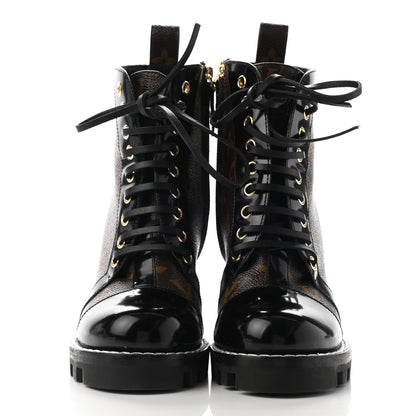 Louis Vuitton Patent Calfskin Monogram Star Trail Ankle Boots 35 Black 2 of 13