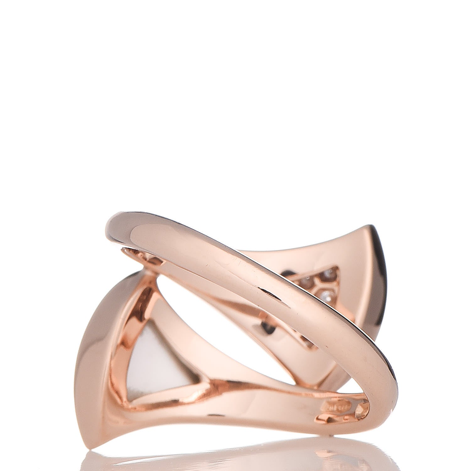 Bulgari 18K Rose Gold Mother of Pearl Diamond Divas' Dream Ring 54 6.75 4 of 7