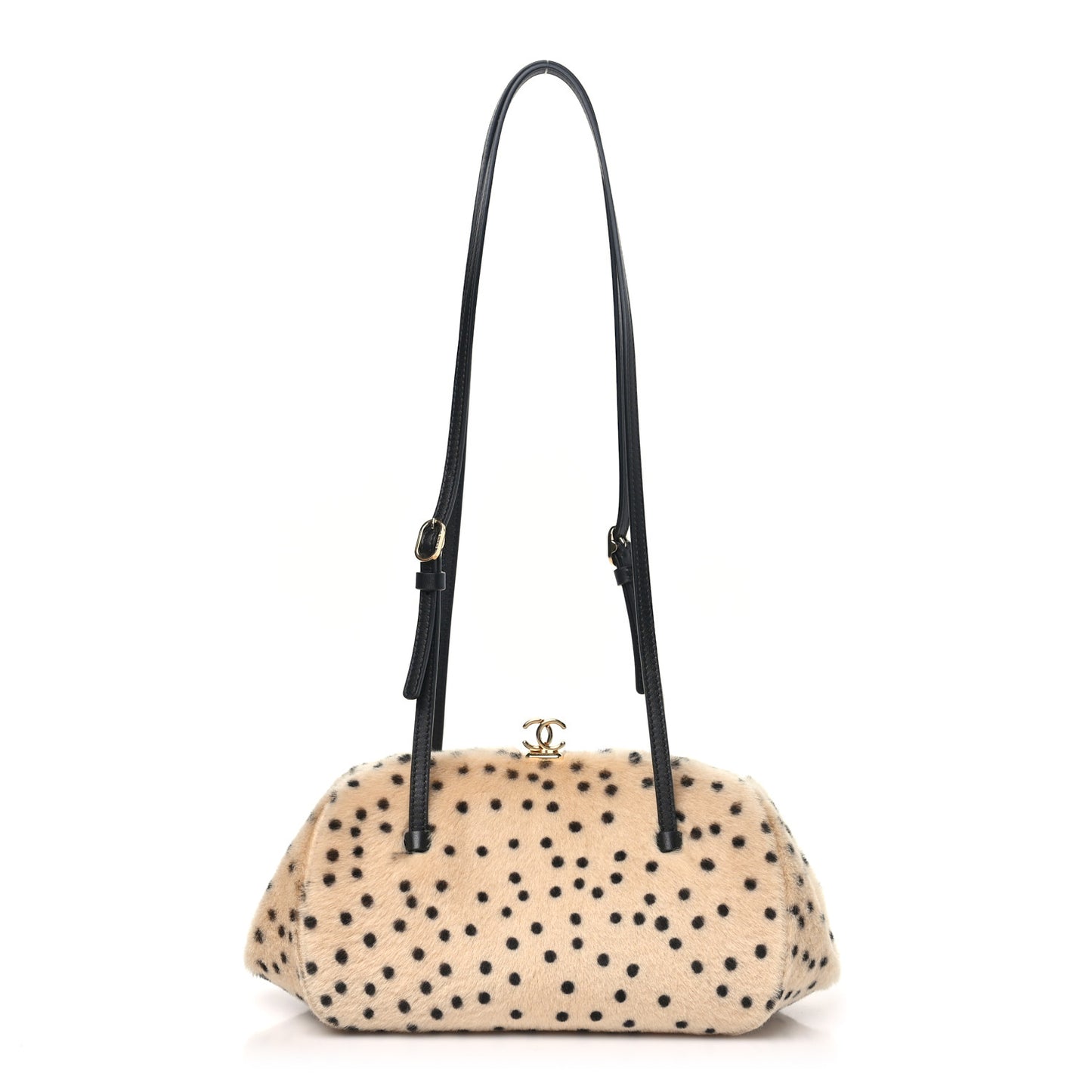 Pony Hair Cheetah Print Pretty CC Clutch With Strap Light Beige Black