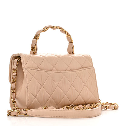 Chanel Crumpled Lambskin Quilted Mini CC Links Top Handle Flap Beige 3 of 10