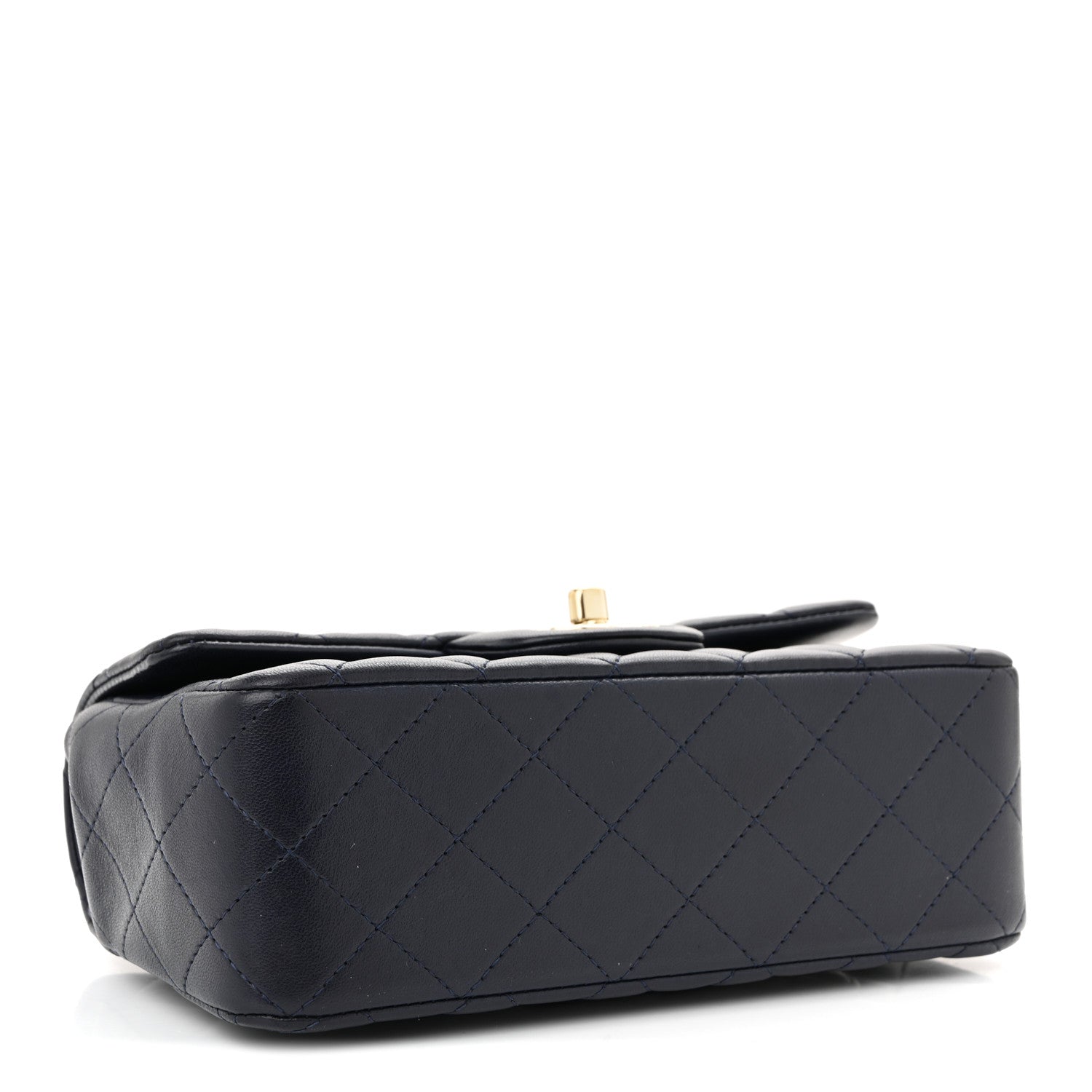 Chanel Lambskin Quilted Mini Top Handle Rectangular Flap Navy Blue 4 of 12