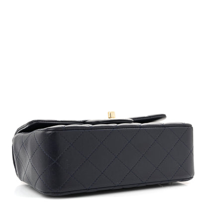 Chanel Lambskin Quilted Mini Top Handle Rectangular Flap Navy Blue 4 of 12