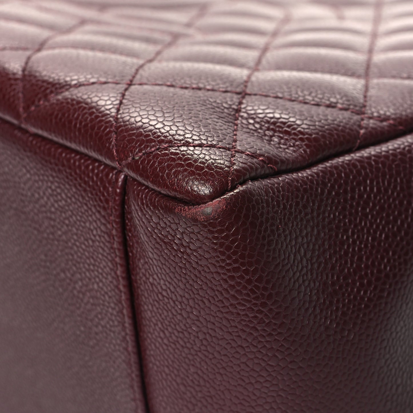 Caviar Quilted Grand Shopping Tote GST Dark Burgundy