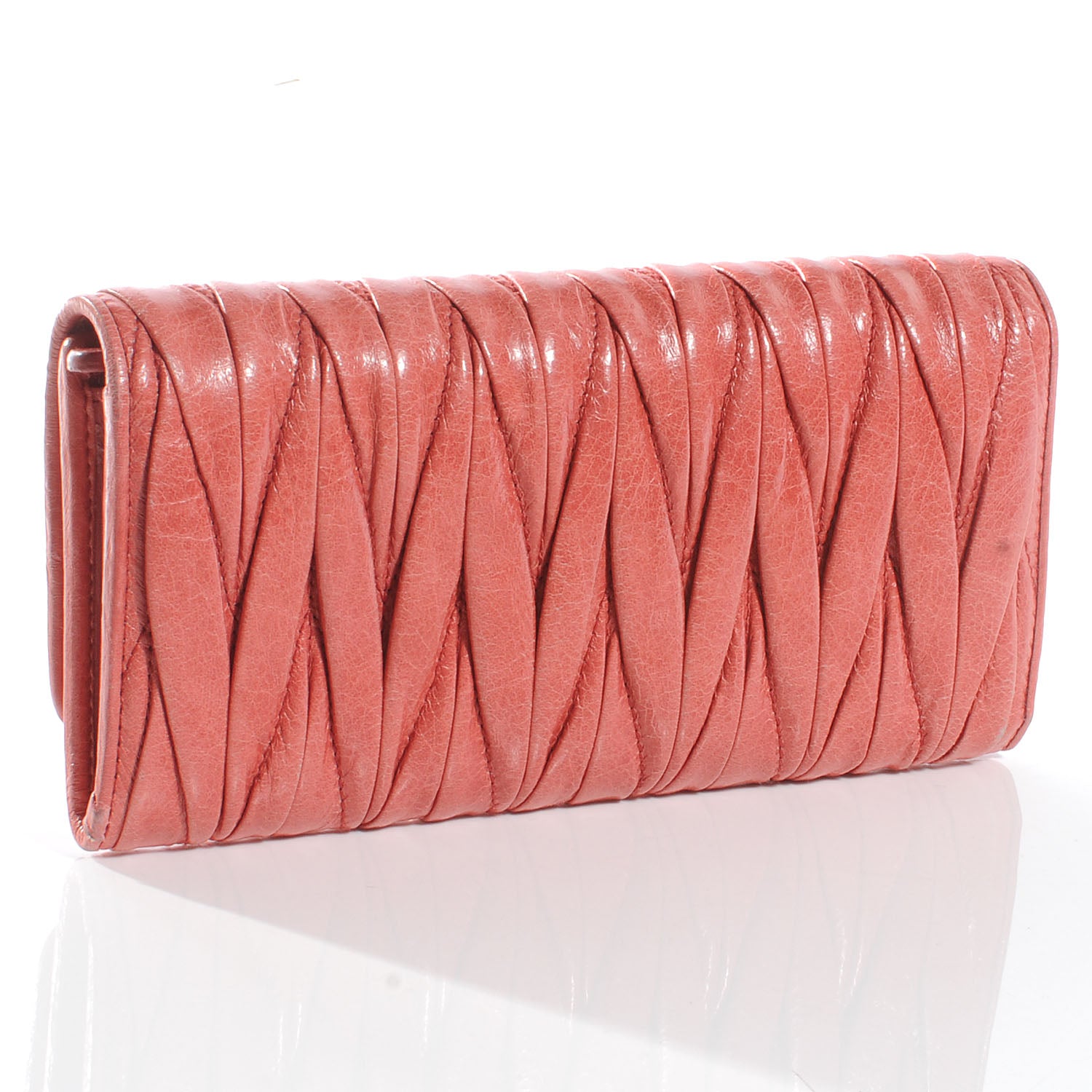 Miu Miu Leather Matelasse Wallet Rose Pink 3 of 11