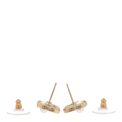 Chanel Metal Crystal Pearl CC Stud Earrings Gold 3 of 5