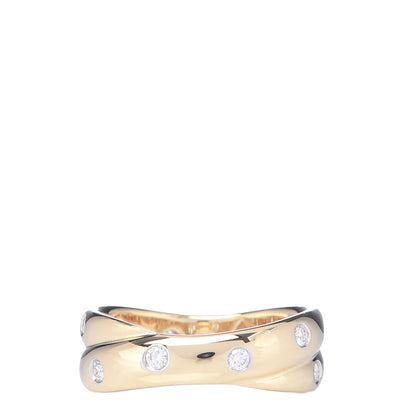 Tiffany 18K Yellow Gold Platinum Diamond Etoile Twist Band Ring 54 6.75 4 of 6