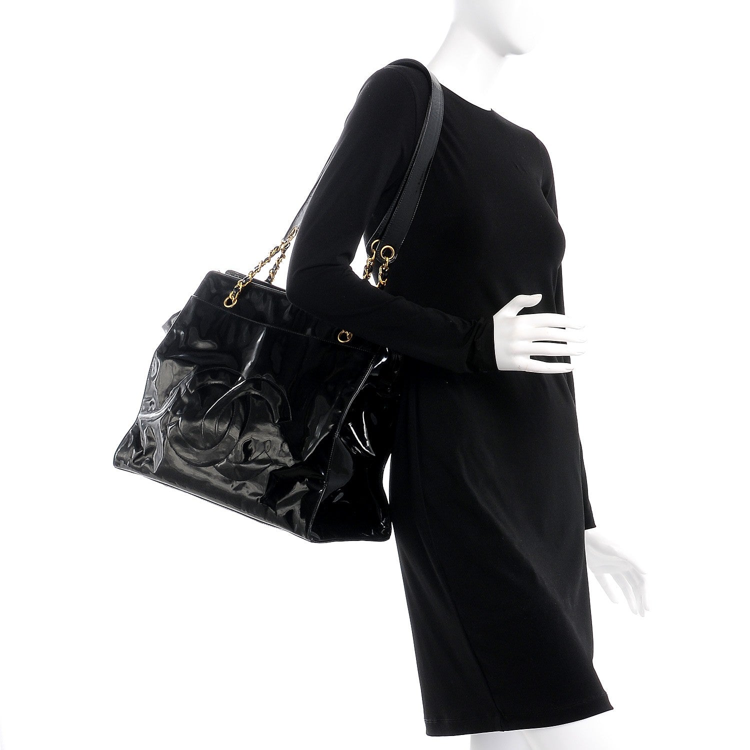 Chanel Patent CC Shoulder Bag Black 2 of 8