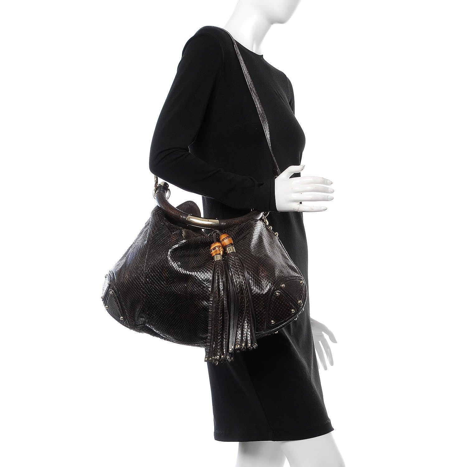 Gucci Python Large Indy Top Handle Hobo Brown 2 of 8