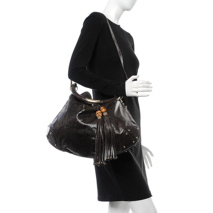 Gucci Python Large Indy Top Handle Hobo Brown 2 of 8