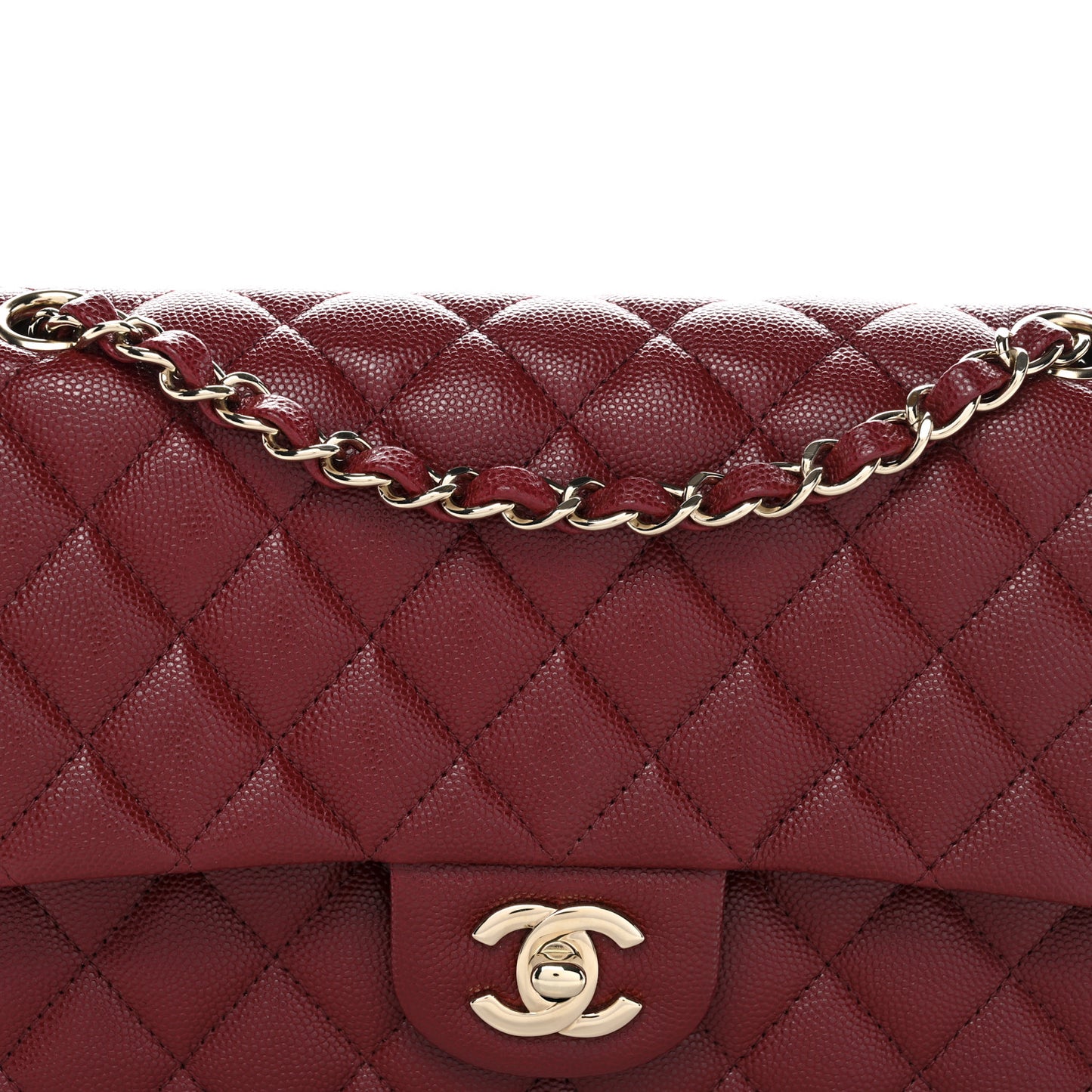 Caviar Quilted Medium Double Flap Red