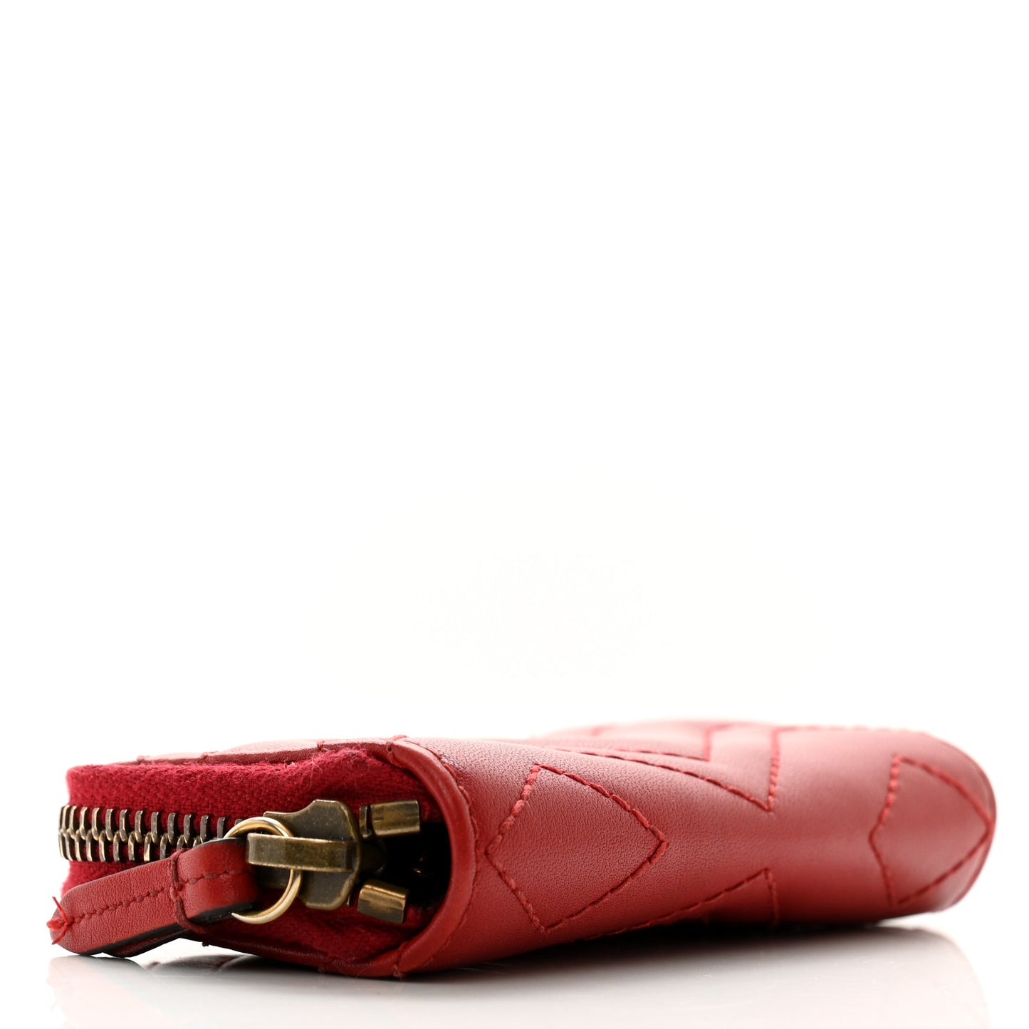 Calfskin Matelasse GG Marmont Zip Around Key Case Hibiscus Red