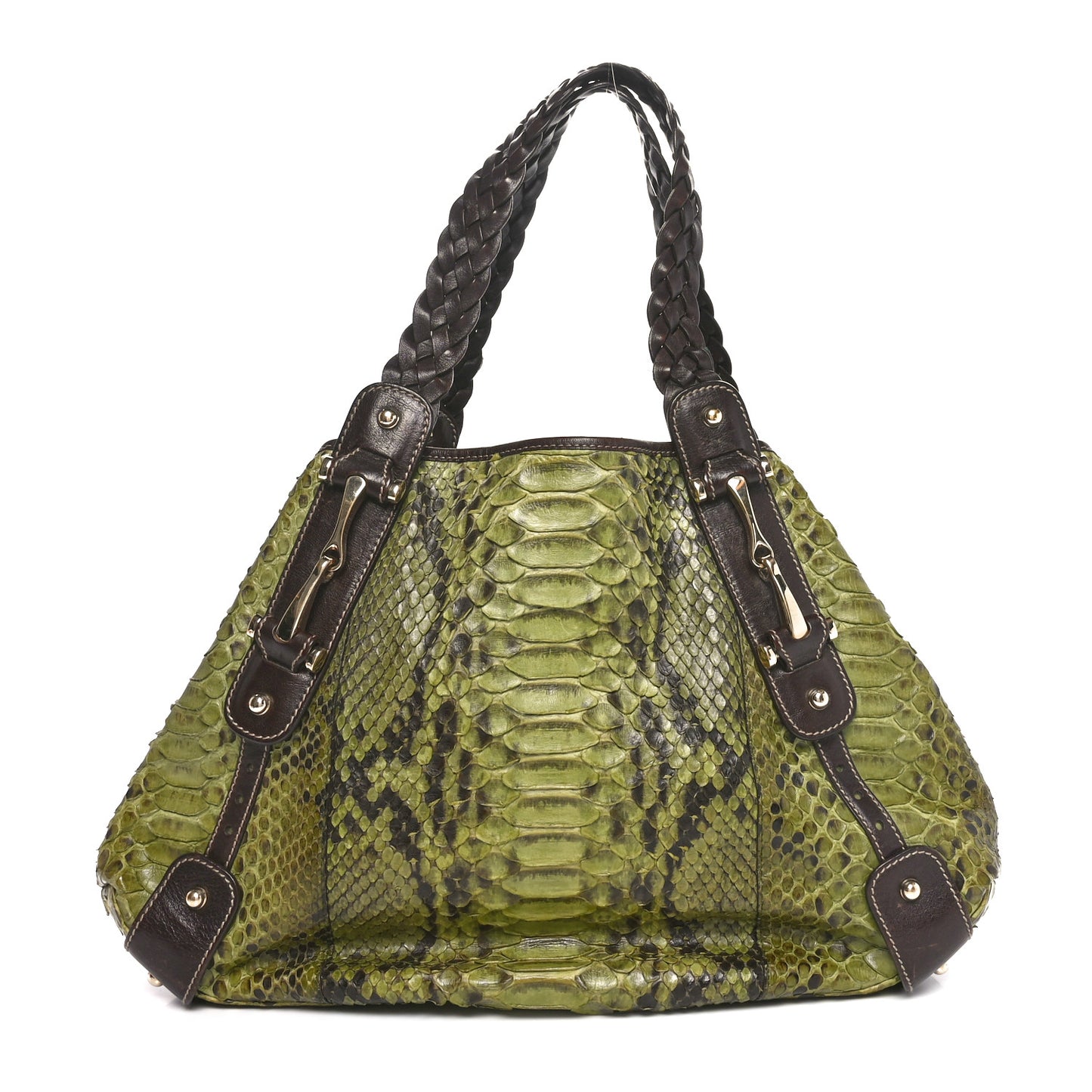 Snakeskin Medium Pelham Tote Green Brown