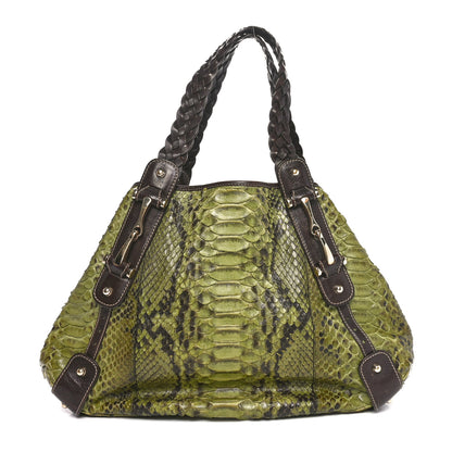 Gucci Snakeskin Medium Pelham Tote Green Brown 1 of 11