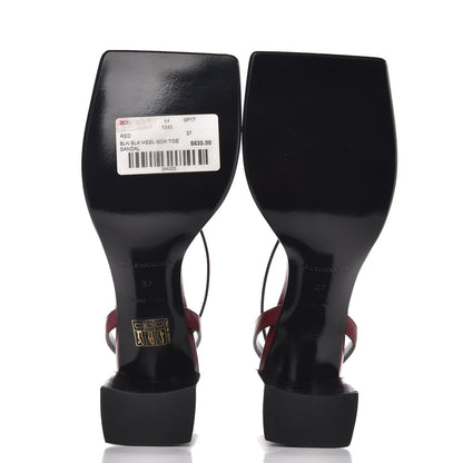 Balenciaga Calfskin Square Toe Sandals 37 Red Black 7 of 8
