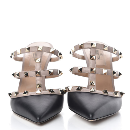 Valentino Garavani Nappa Rockstud 90mm Cage Mules 37.5 Black Poudre 2 of 14