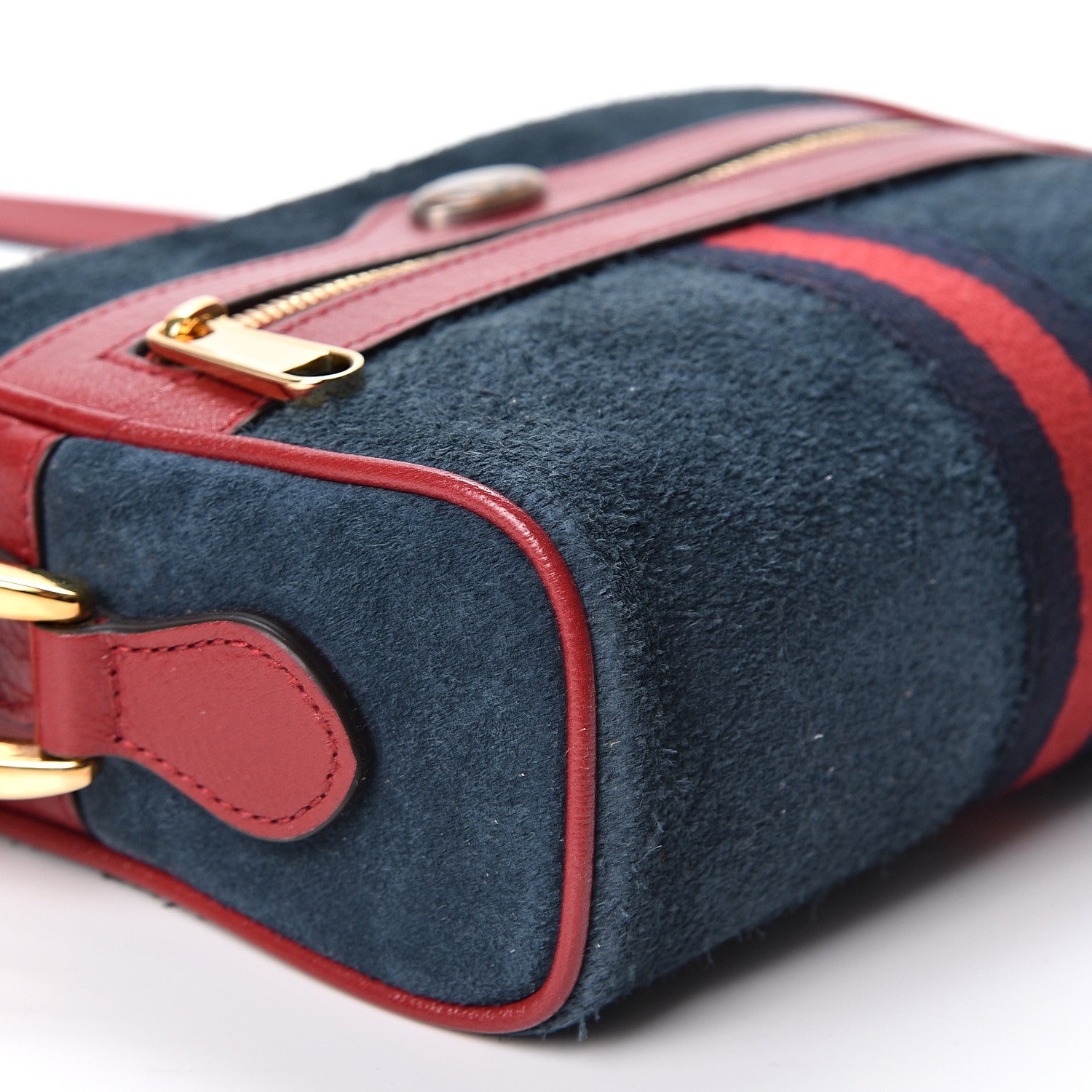 Gucci Suede Calfskin Web Mini Ophidia Shoulder Bag New Blue Romantic Cherry 8 of 9