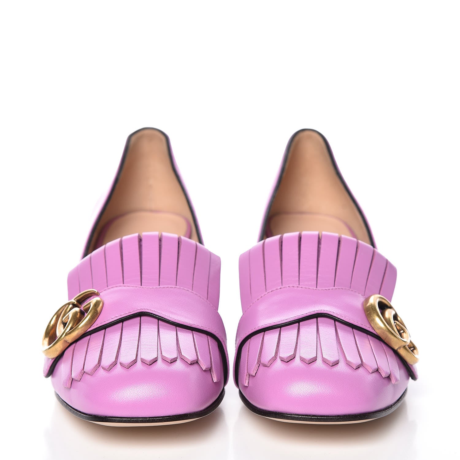 Gucci Malaga Kid GG Marmont Fringe 50mm Loafer Pumps 36.5 Candy Mousse 2 of 8