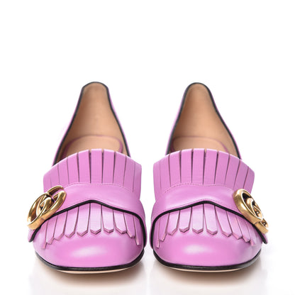 Gucci Malaga Kid GG Marmont Fringe 50mm Loafer Pumps 36.5 Candy Mousse 2 of 8