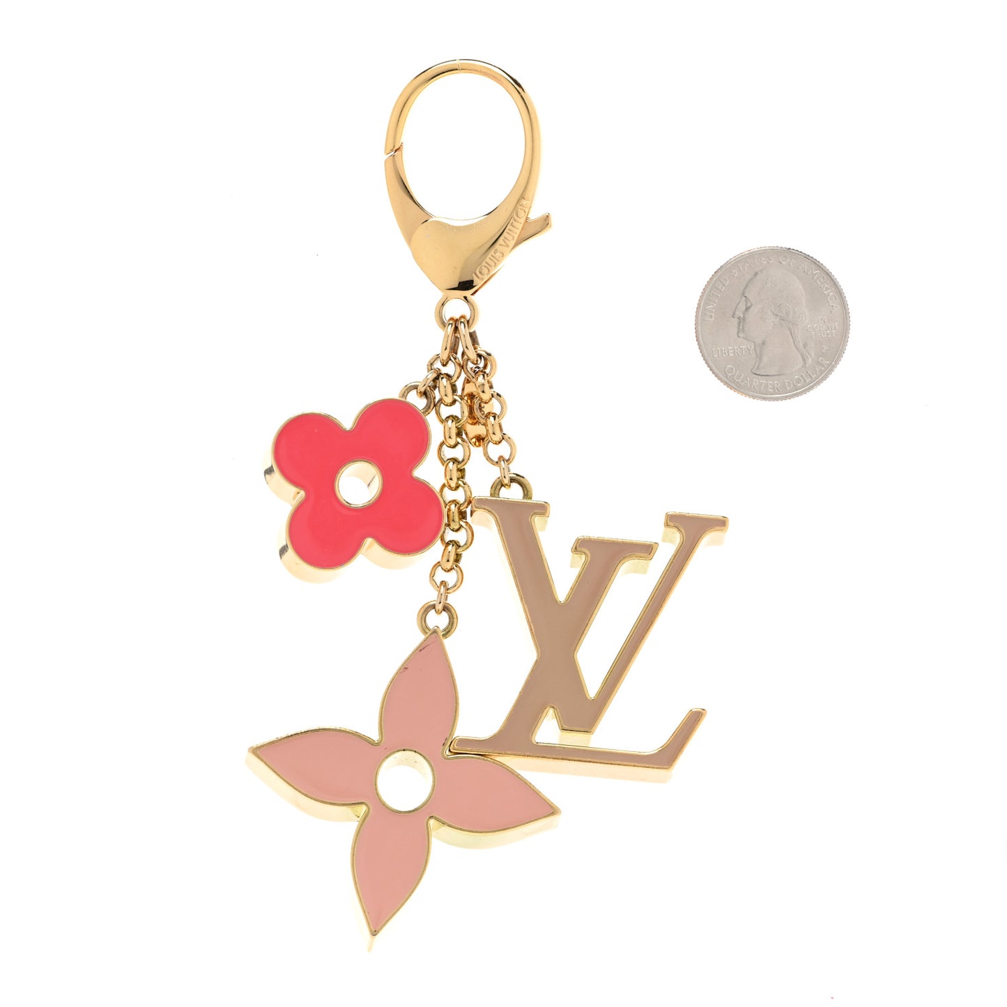 Fleur De Monogram Bag Charm Pink
