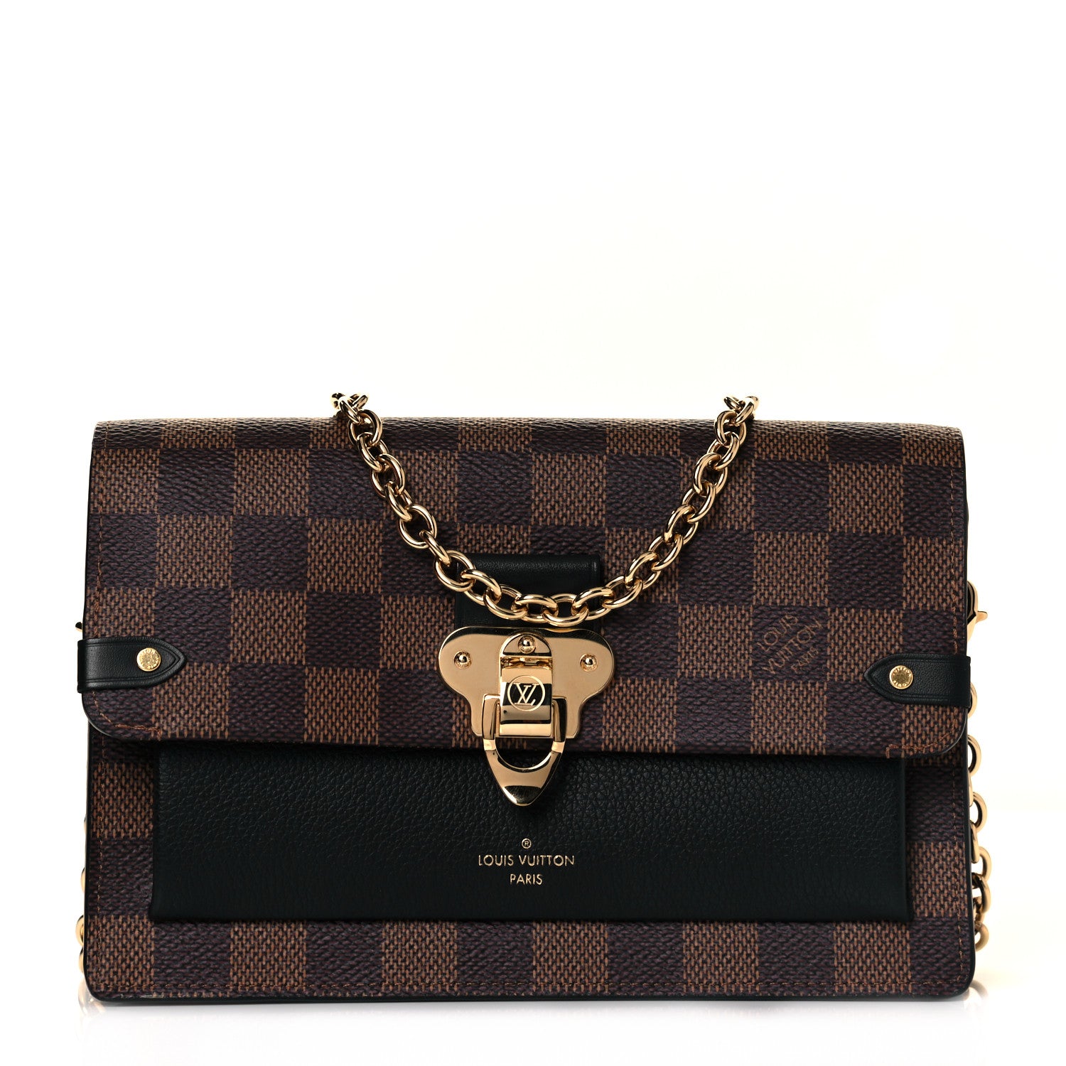 Louis Vuitton Damier Ebene Vavin Chain Wallet Black 1 of 8