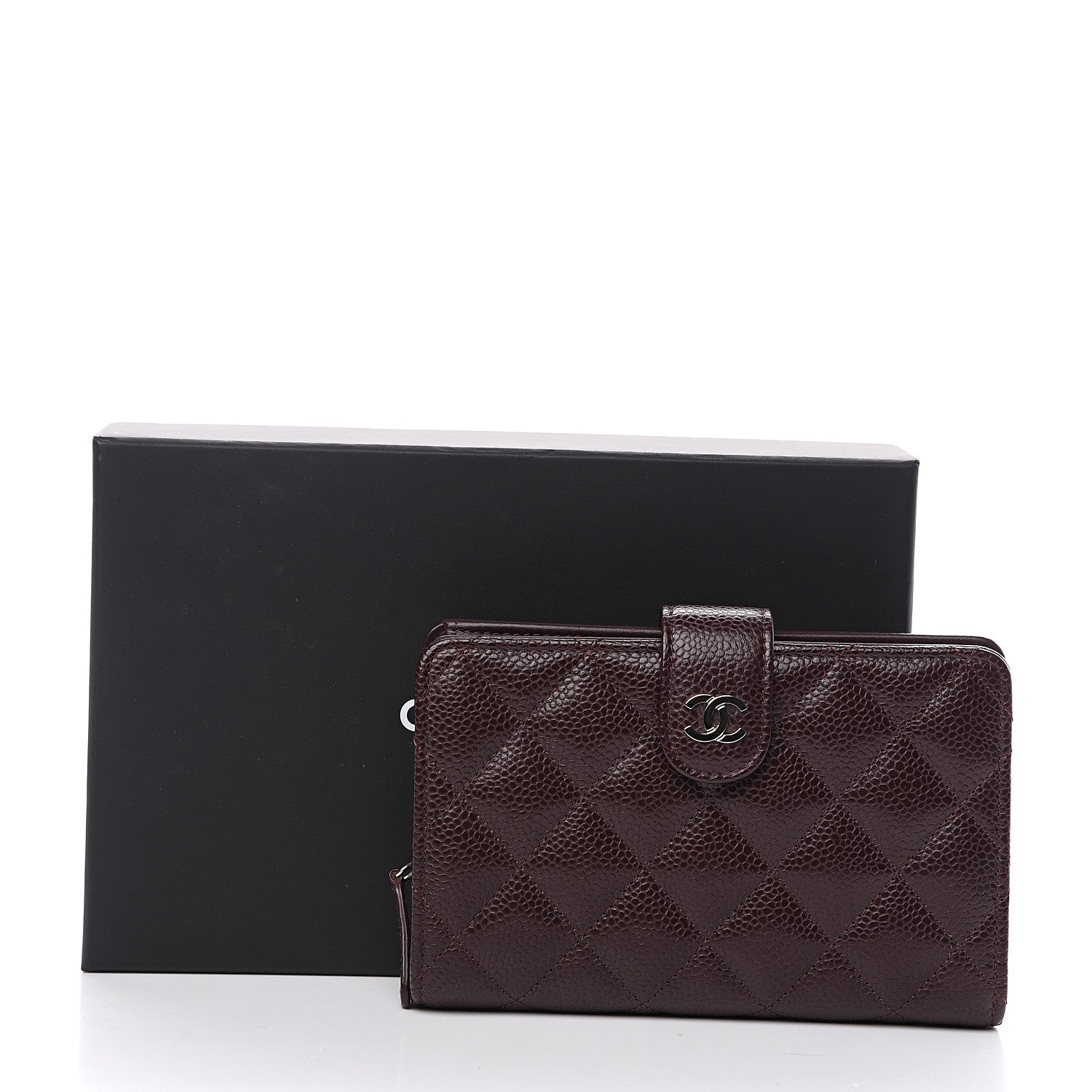 Chanel Caviar Quilted Zipped Pocket Wallet Burgundy 8 of 8