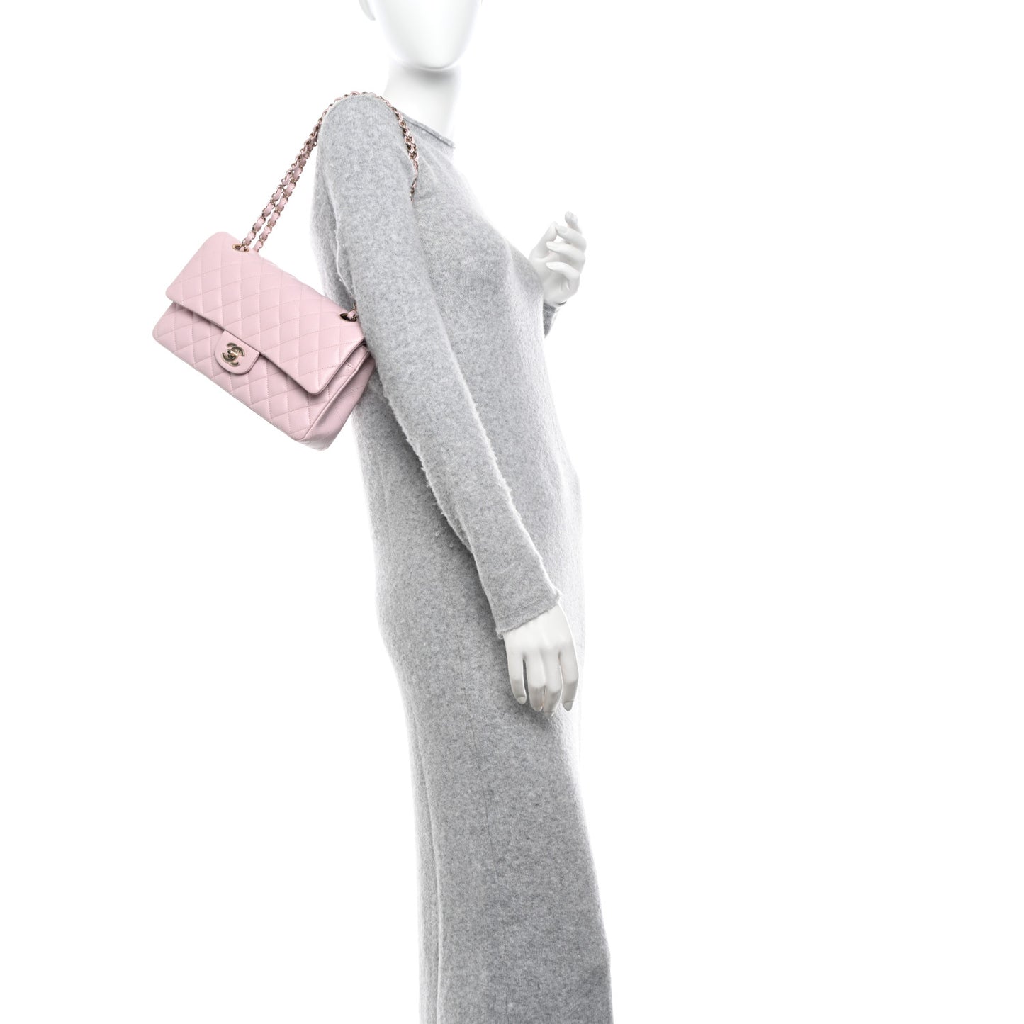Caviar Quilted Medium Double Flap Light Pink