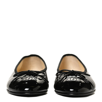 Chanel Patent CC Cap Toe Ballerina Flats 37 Black 2 of 12